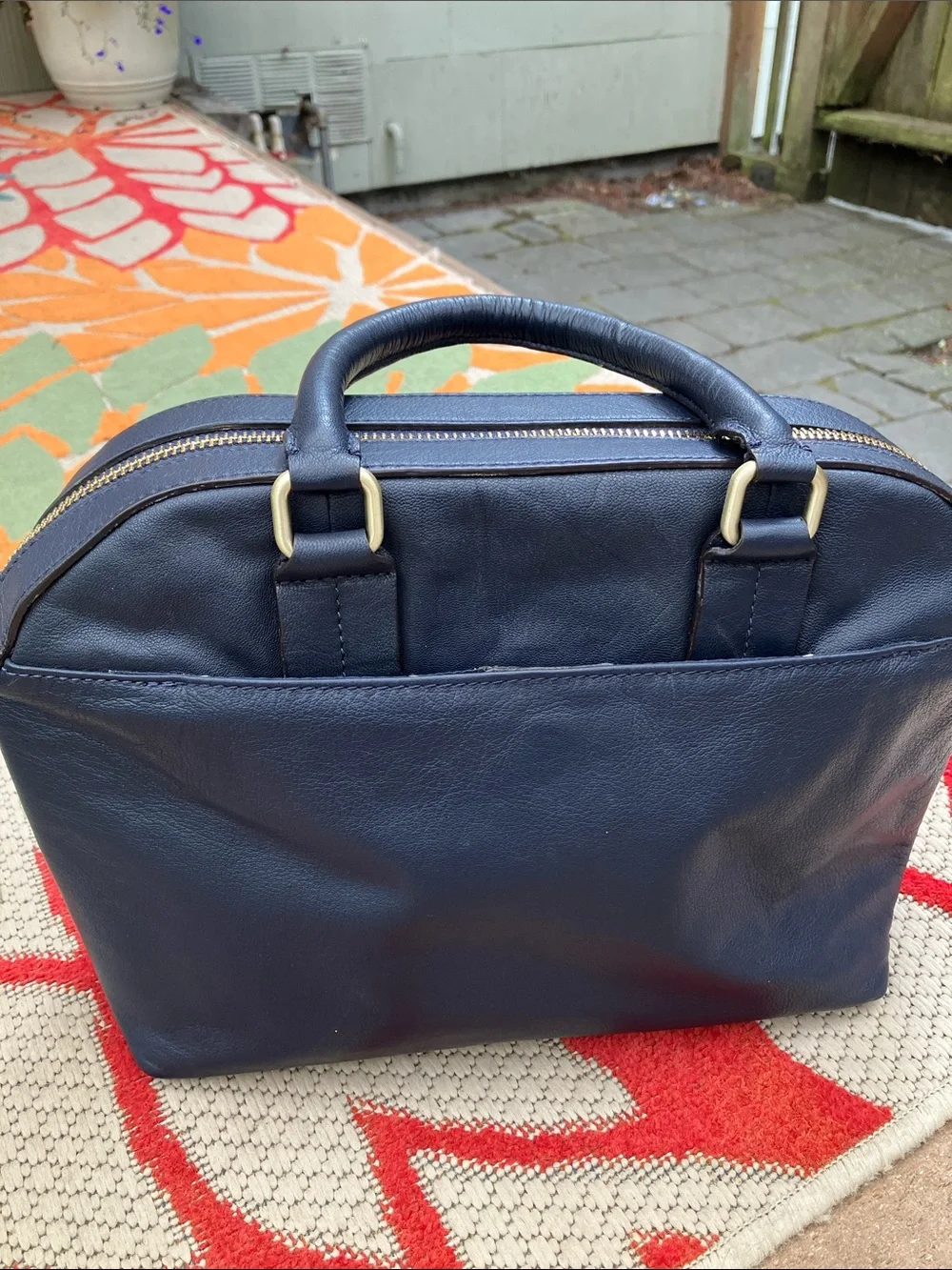 Boden Blue Leather Satchel